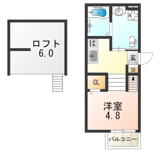 大物駅 徒歩5分 2階の物件間取画像