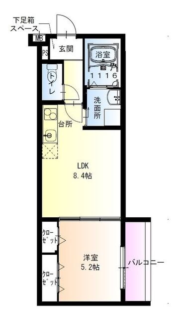 庄内駅 徒歩6分 3階の物件間取画像