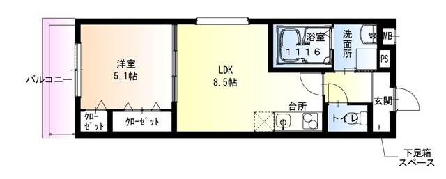 久寿川駅 徒歩8分 1階の物件間取画像