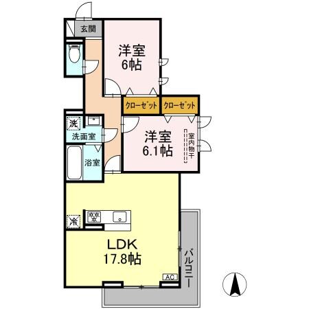 西岐阜駅 徒歩7分 2階の物件間取画像