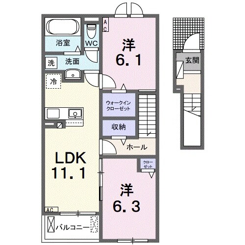 鵜沼駅 徒歩22分 2階の物件間取画像