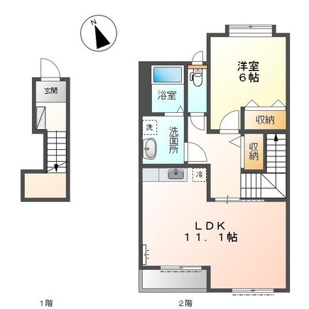 手力駅 徒歩14分 2階の物件間取画像