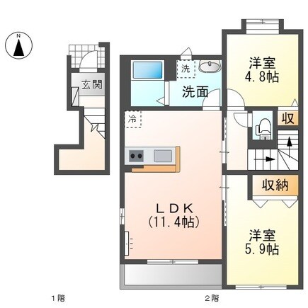 高田橋駅 徒歩60分 2階の物件間取画像