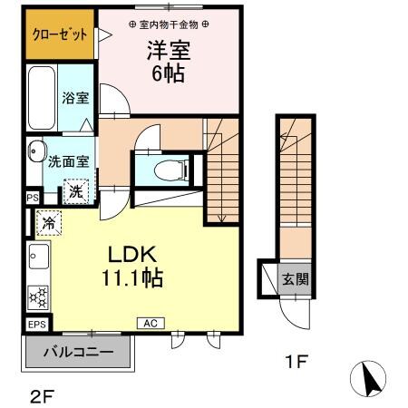 新加納駅 徒歩5分 2階の物件間取画像