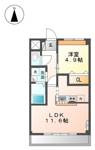 Ｎｏｒｔｈ　Ｇａｒｄｅｎ　Ｂ棟の物件間取画像
