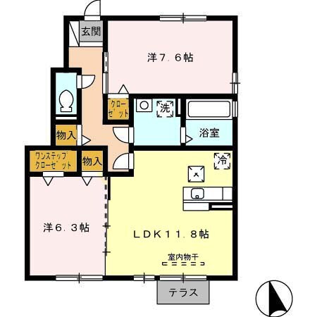 岐南駅 徒歩19分 1階の物件間取画像