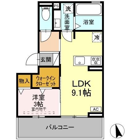 室駅 徒歩9分 3階の物件間取画像