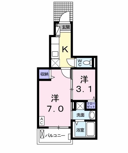 細畑駅 徒歩12分 1階の物件間取画像