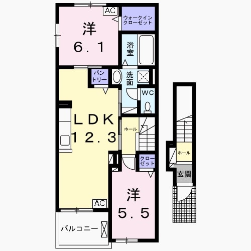 不破一色駅 徒歩13分 2階の物件間取画像