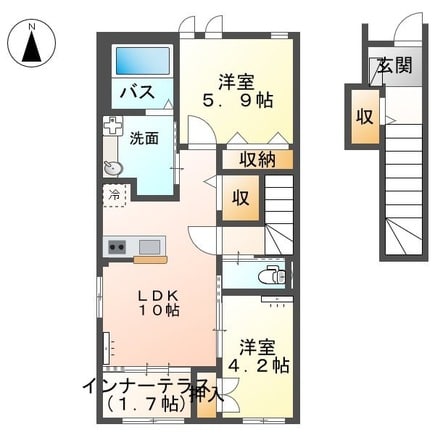 高田橋駅 徒歩34分 2階の物件間取画像