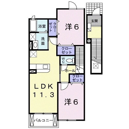 不破一色駅 徒歩12分 2階の物件間取画像