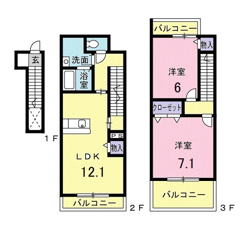 六軒駅 徒歩18分 2階の物件間取画像