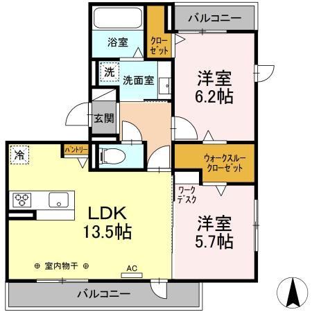 手力駅 徒歩35分 2階の物件間取画像