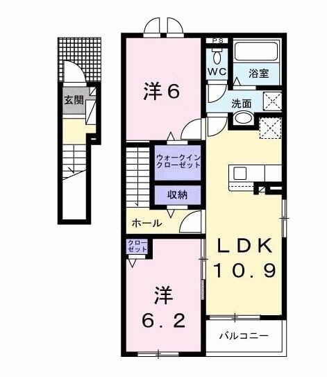 新加納駅 徒歩73分 2階の物件間取画像