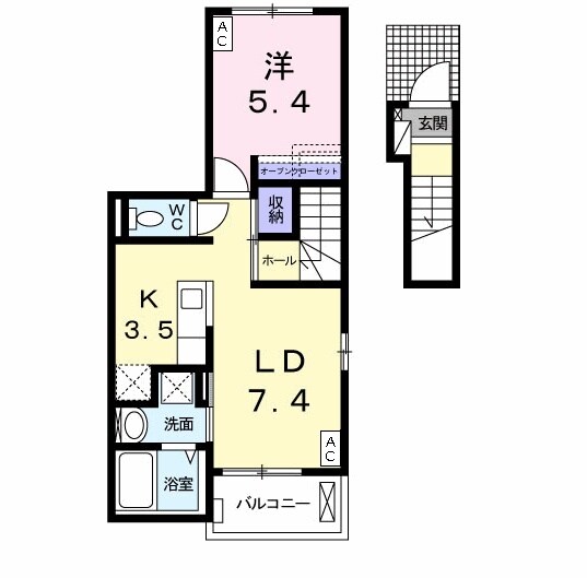 細畑駅 徒歩12分 2階の物件間取画像