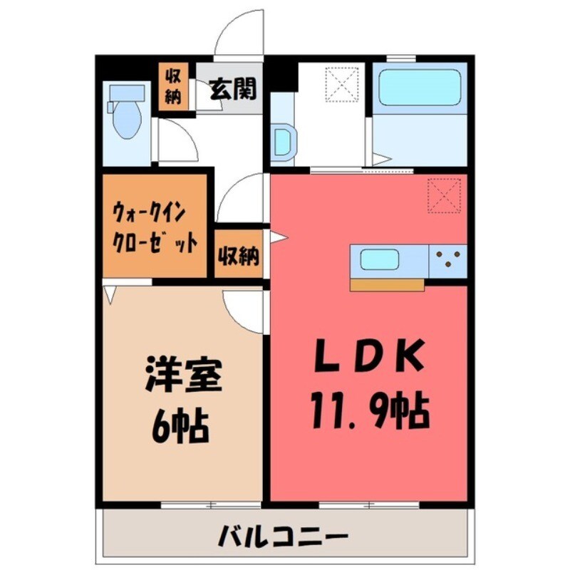 西川田駅 徒歩13分 2階の物件間取画像