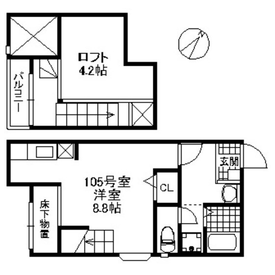 竹下駅 徒歩15分 1階の物件間取画像