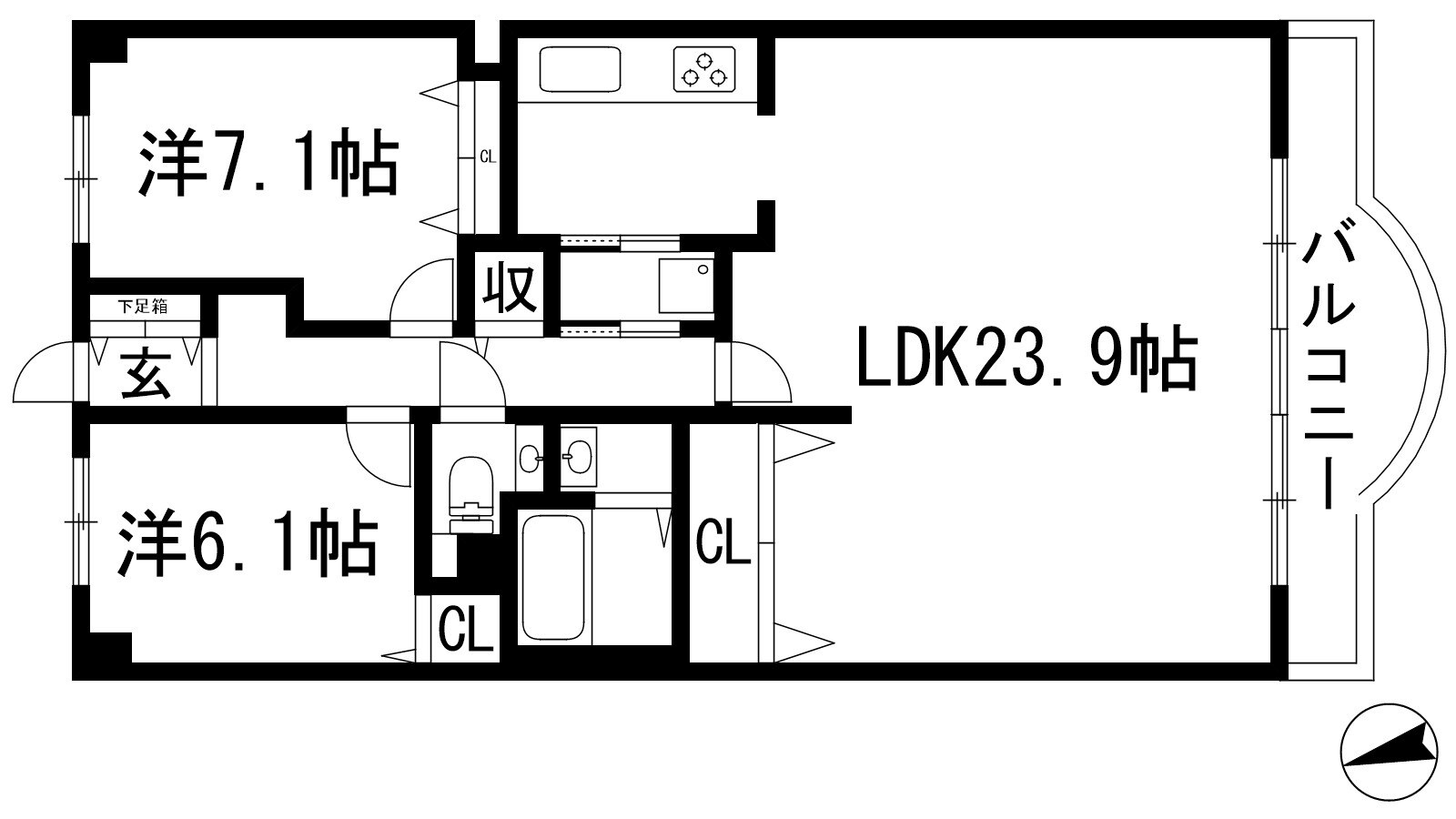 シャンテ川西4号棟の物件間取画像