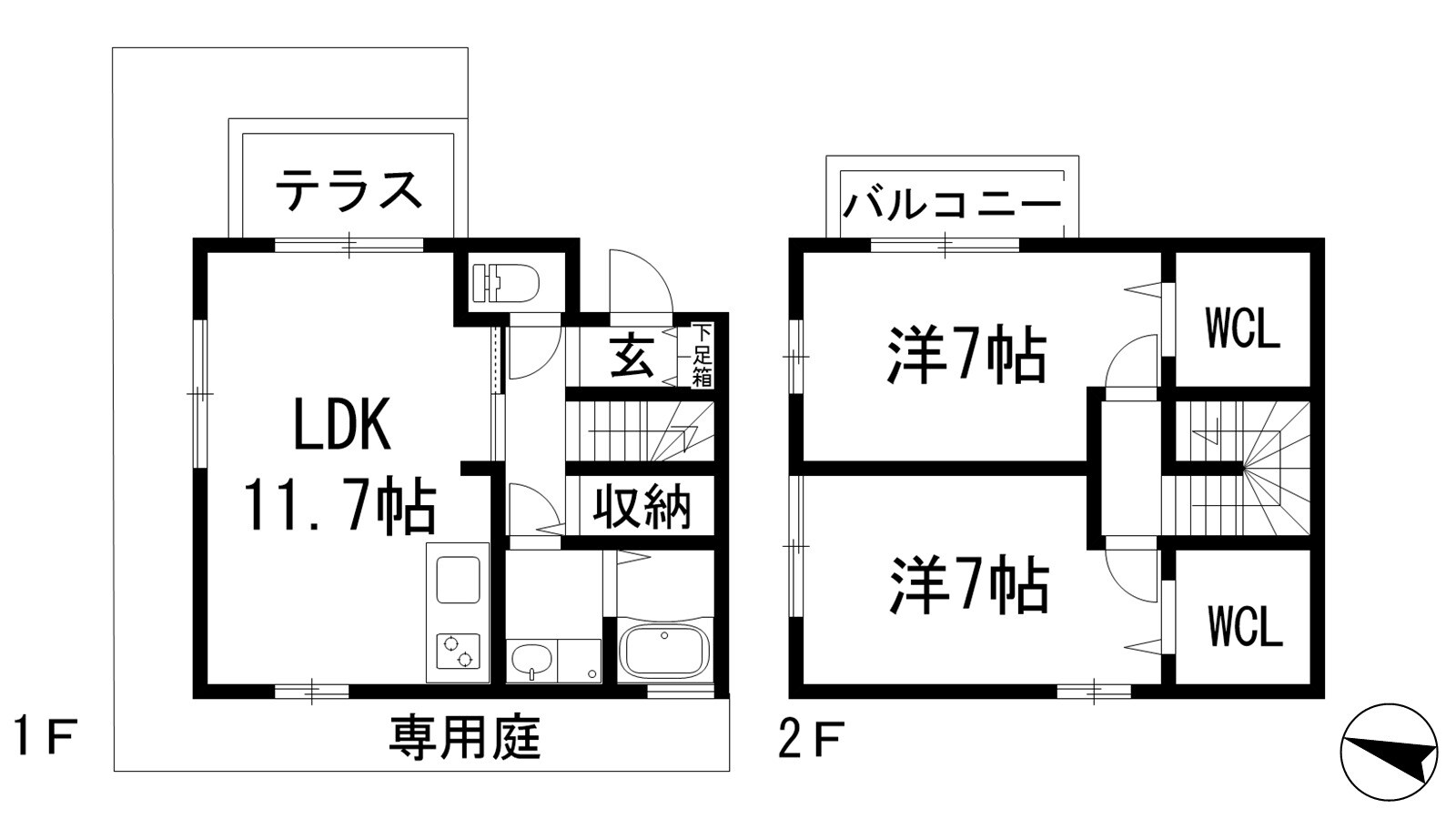 ウィルコート口谷東Ｂ棟の物件間取画像