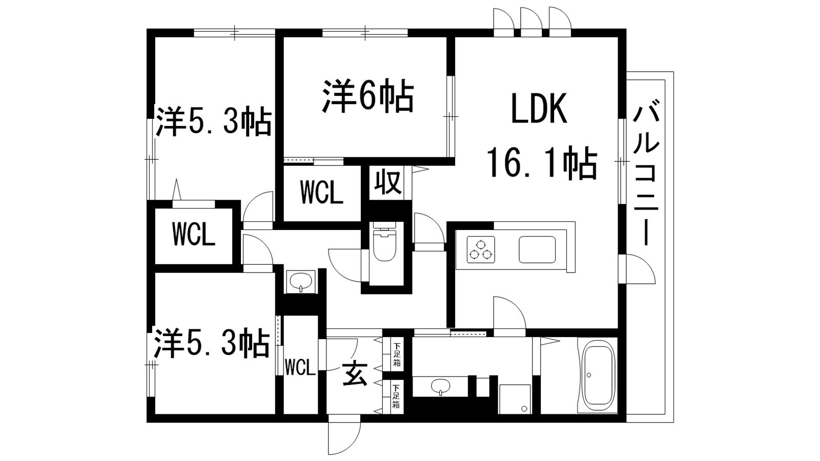 ルクリアB棟の物件間取画像