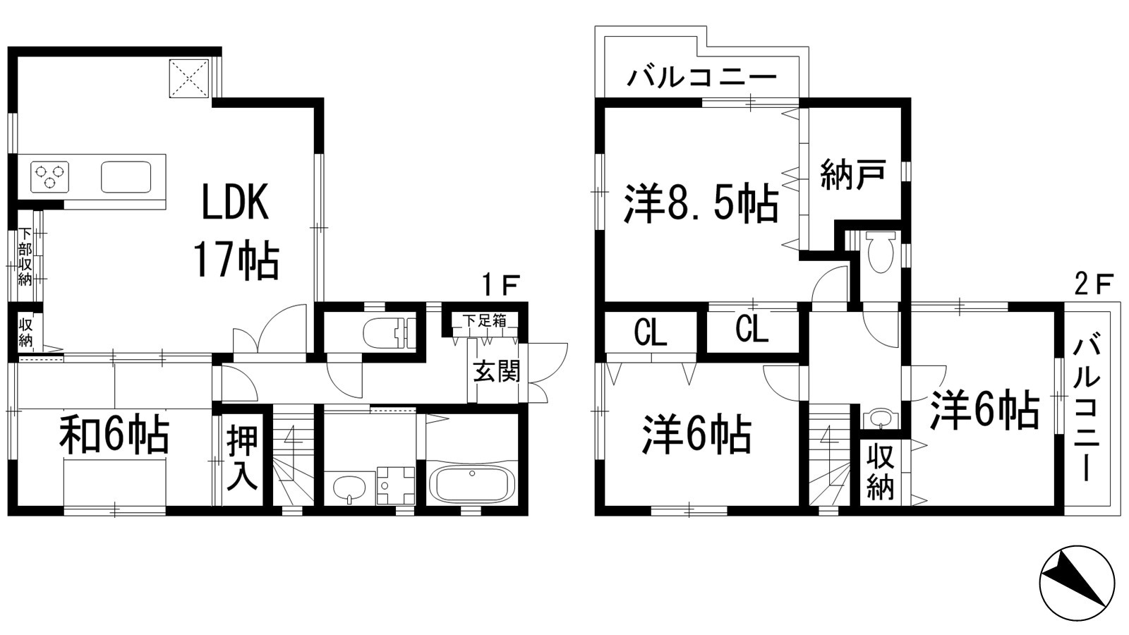 上ケ原十番町戸建の物件間取画像