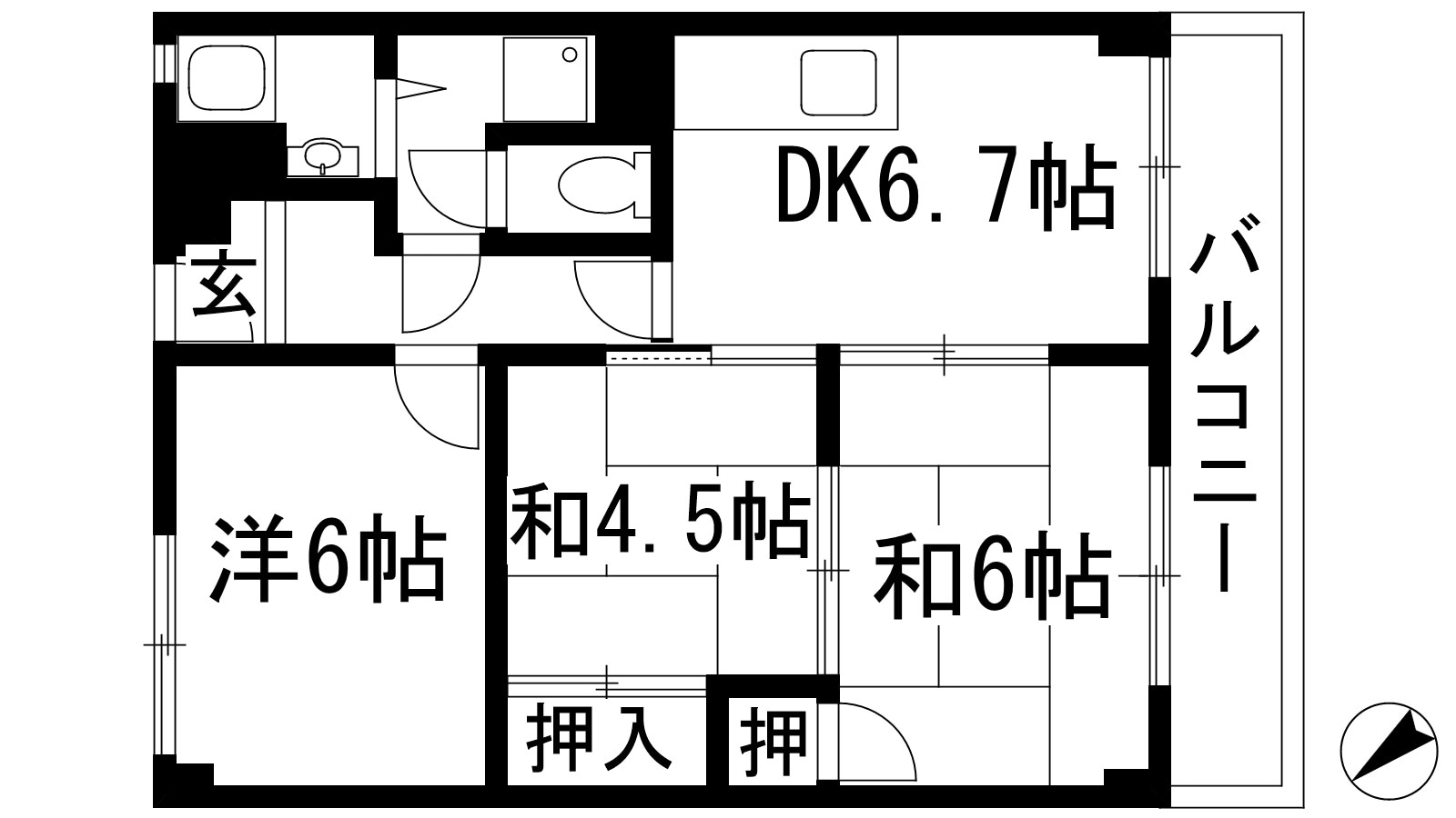 上甲東園マンションの物件間取画像