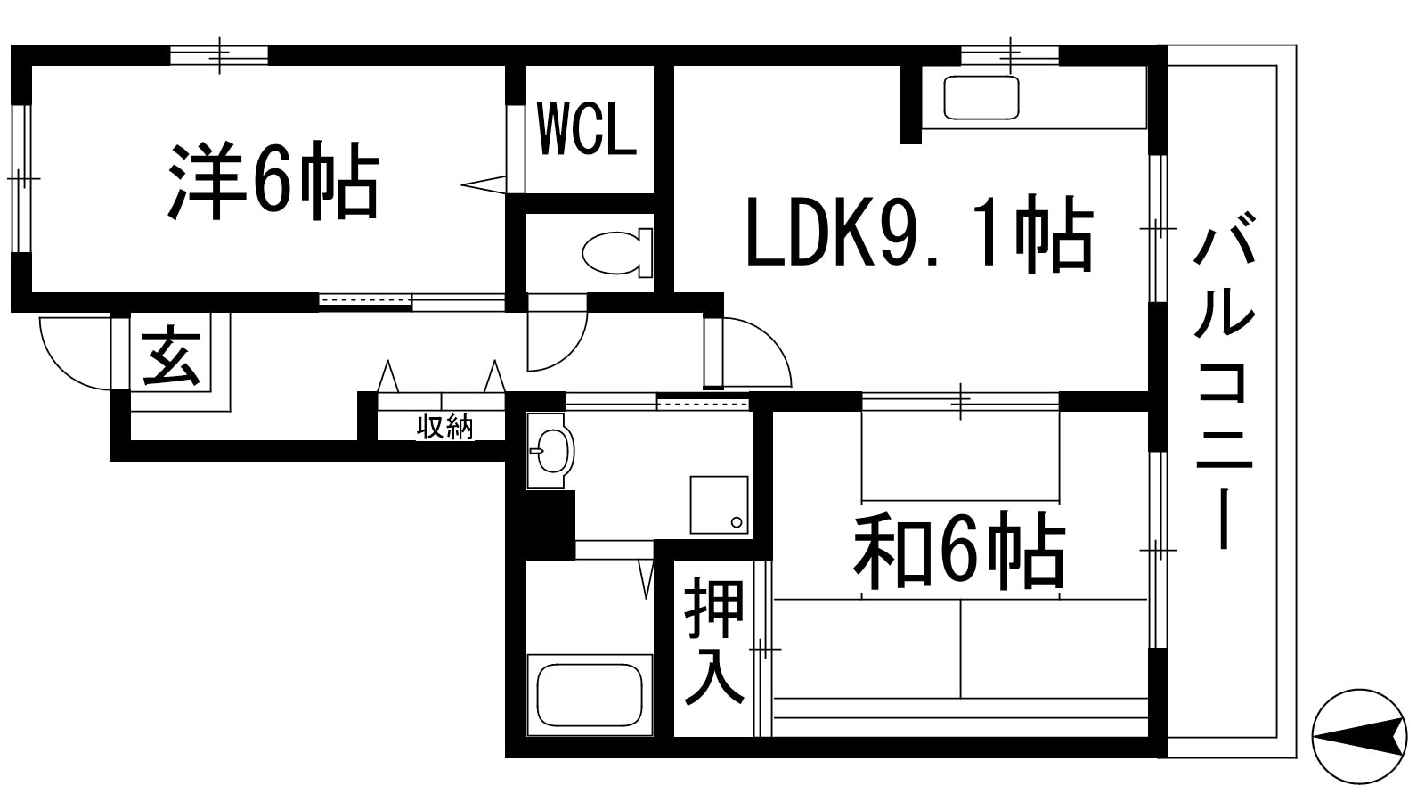 フレール宝塚御殿山6号棟の物件間取画像