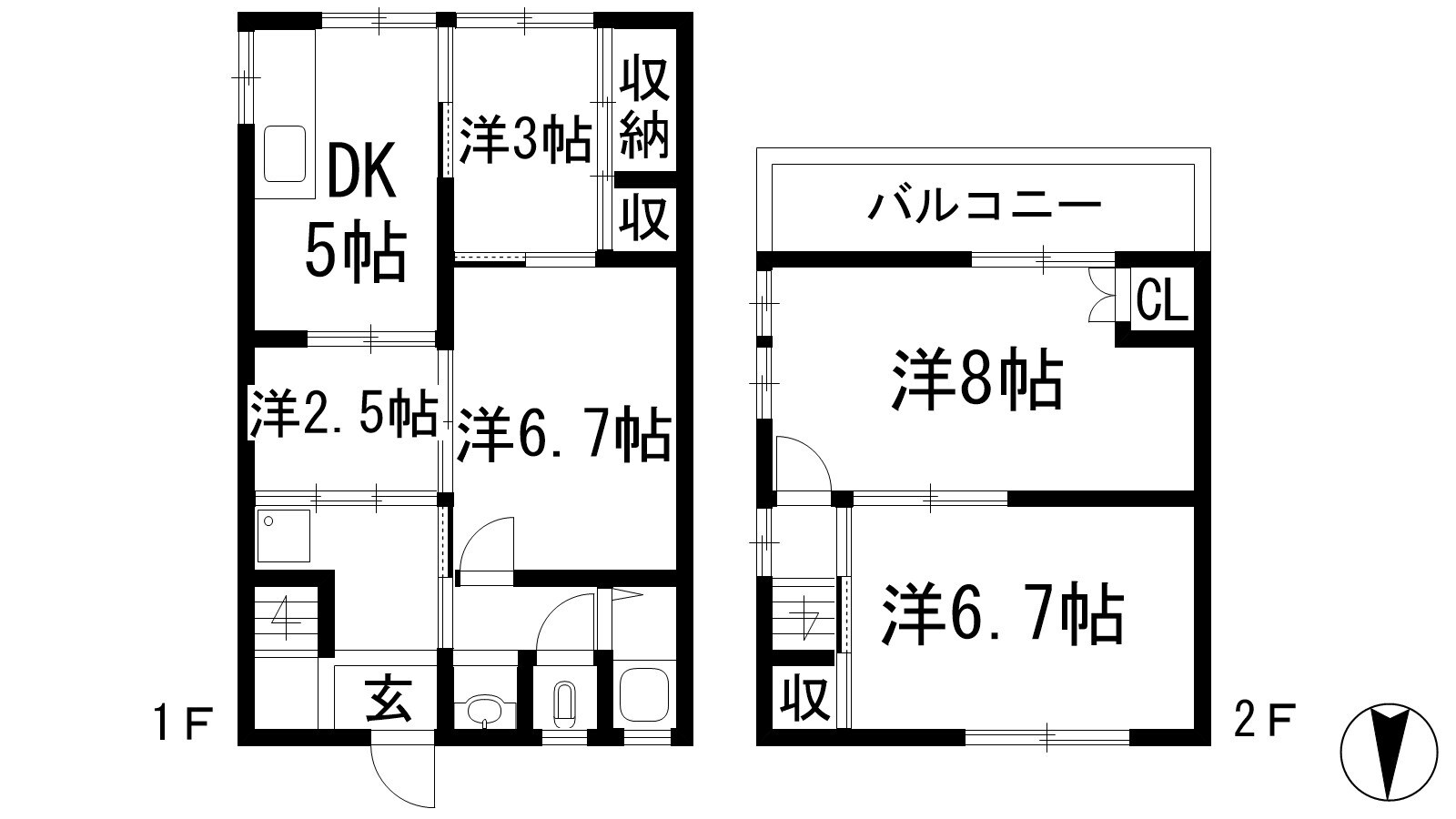 花屋敷荘園1丁目貸家の物件間取画像