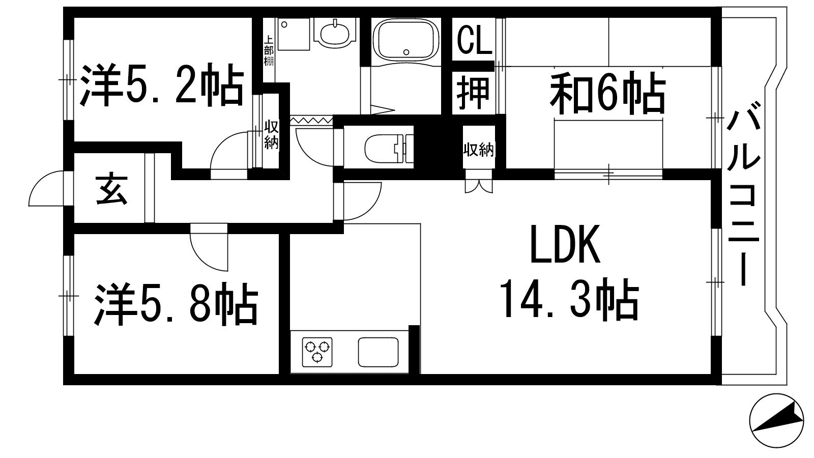 逆瀬川パークマンションの物件間取画像