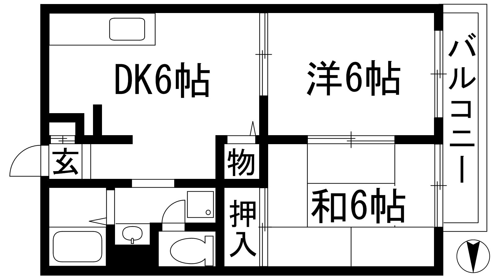 シャルマン逆瀬川B棟の物件間取画像