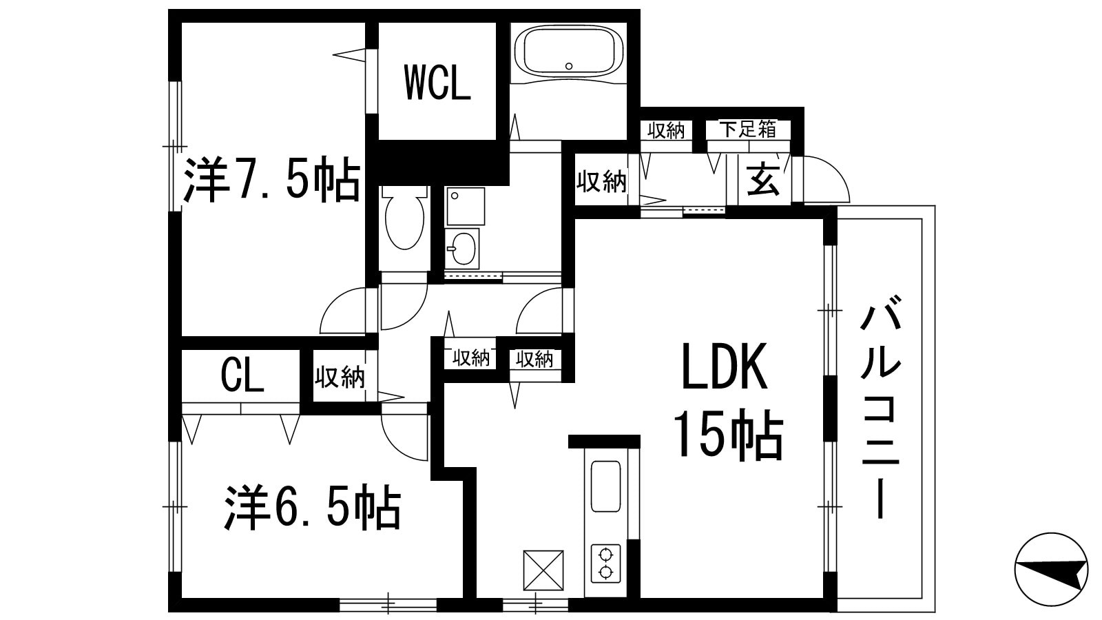 リヴェール宝塚Ｂ棟の物件間取画像