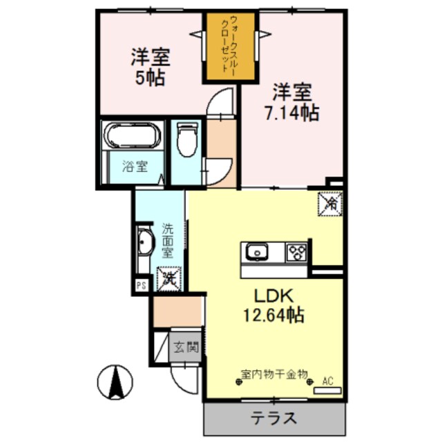 若江岩田駅 徒歩16分 1階の物件間取画像