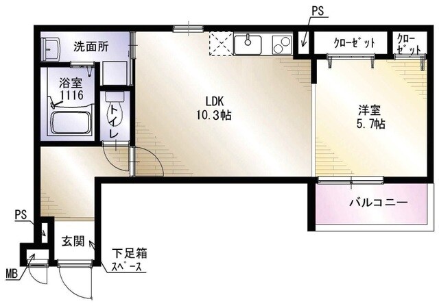 寝屋川市駅 徒歩15分 1階の物件間取画像