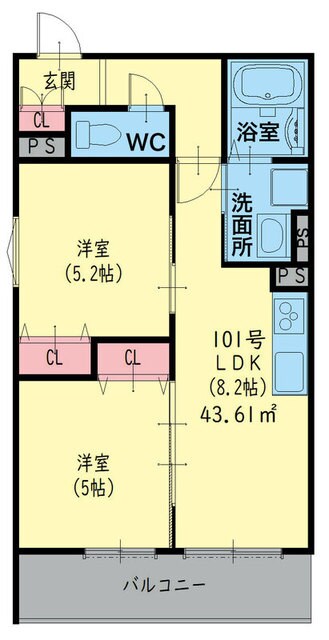 クリエオーレ日之出町の物件間取画像