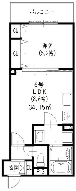 四条畷駅 徒歩6分 2階の物件間取画像