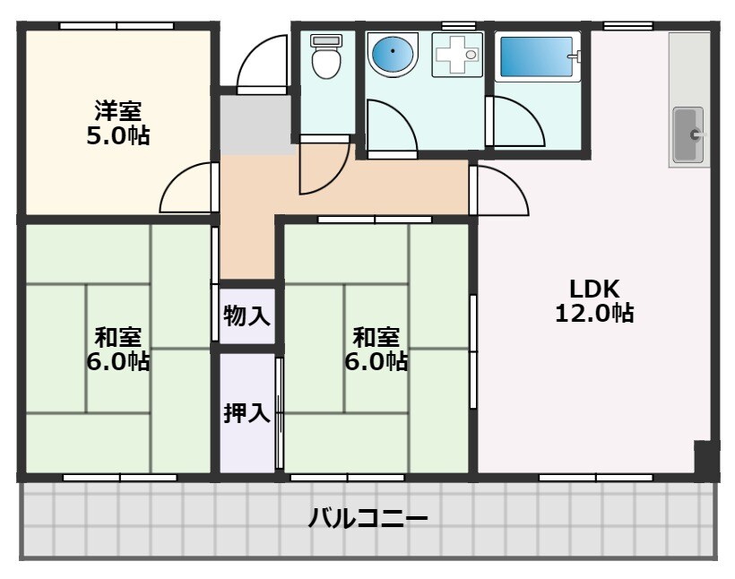 柿の木マンションの物件間取画像