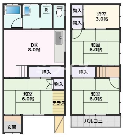 千里丘テラスハウスの物件間取画像