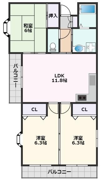 コーポラス吹東Ⅱの物件間取画像