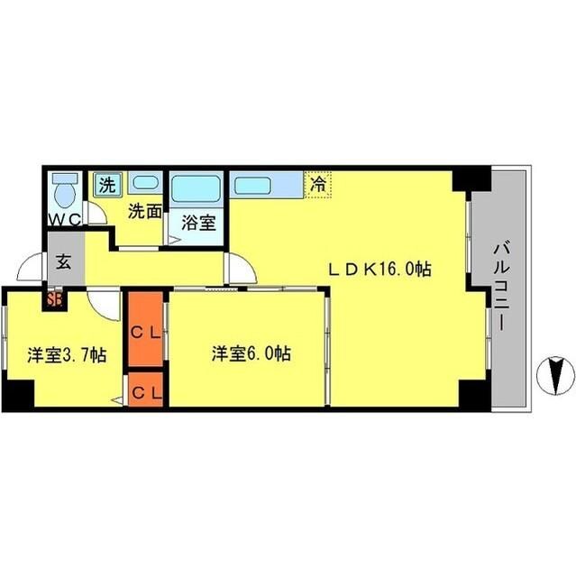 少路駅 徒歩5分 5階の物件間取画像