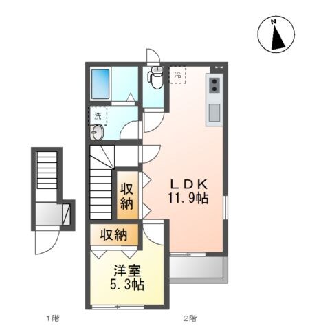 鈴蘭台駅 徒歩7分 2階の物件間取画像