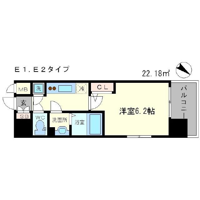 阿波座駅 徒歩6分 6階の物件間取画像