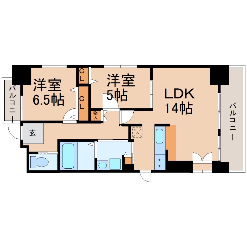 ソレイユ東難波の物件間取画像