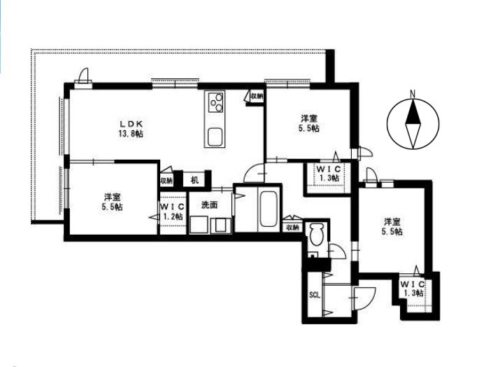 生駒駅 徒歩2分 4階の物件間取画像
