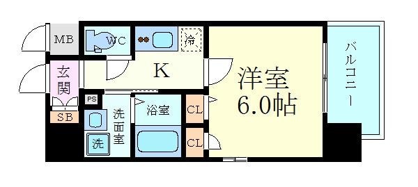 松屋町駅 徒歩7分 4階の物件間取画像