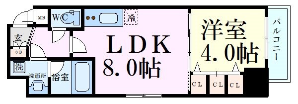 北浜駅 徒歩3分 6階の物件間取画像