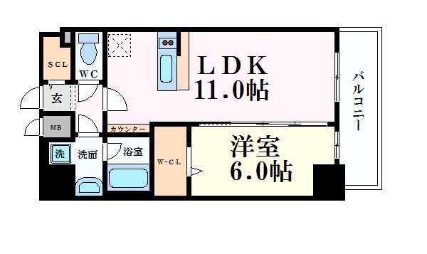 プレサンス梅田東クォーレの物件間取画像