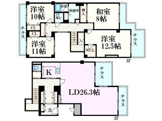 芦屋川駅 徒歩6分 2-3階の物件間取画像