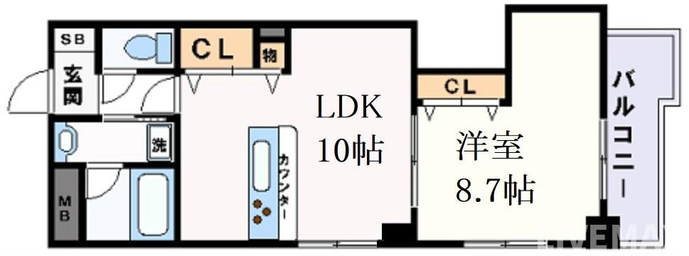 摂津本山駅 徒歩1分 10階の物件間取画像