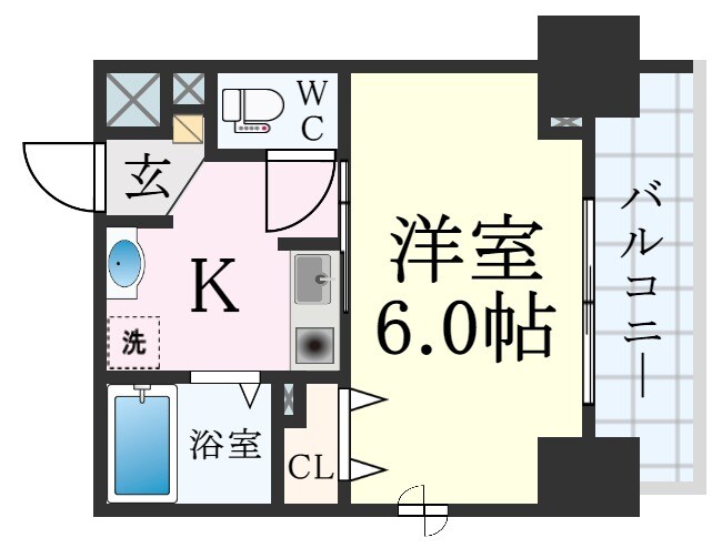 西元町駅 徒歩1分 6階の物件間取画像