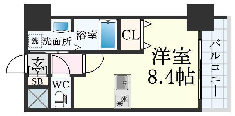 プレサンス三宮東アルバーナの物件間取画像